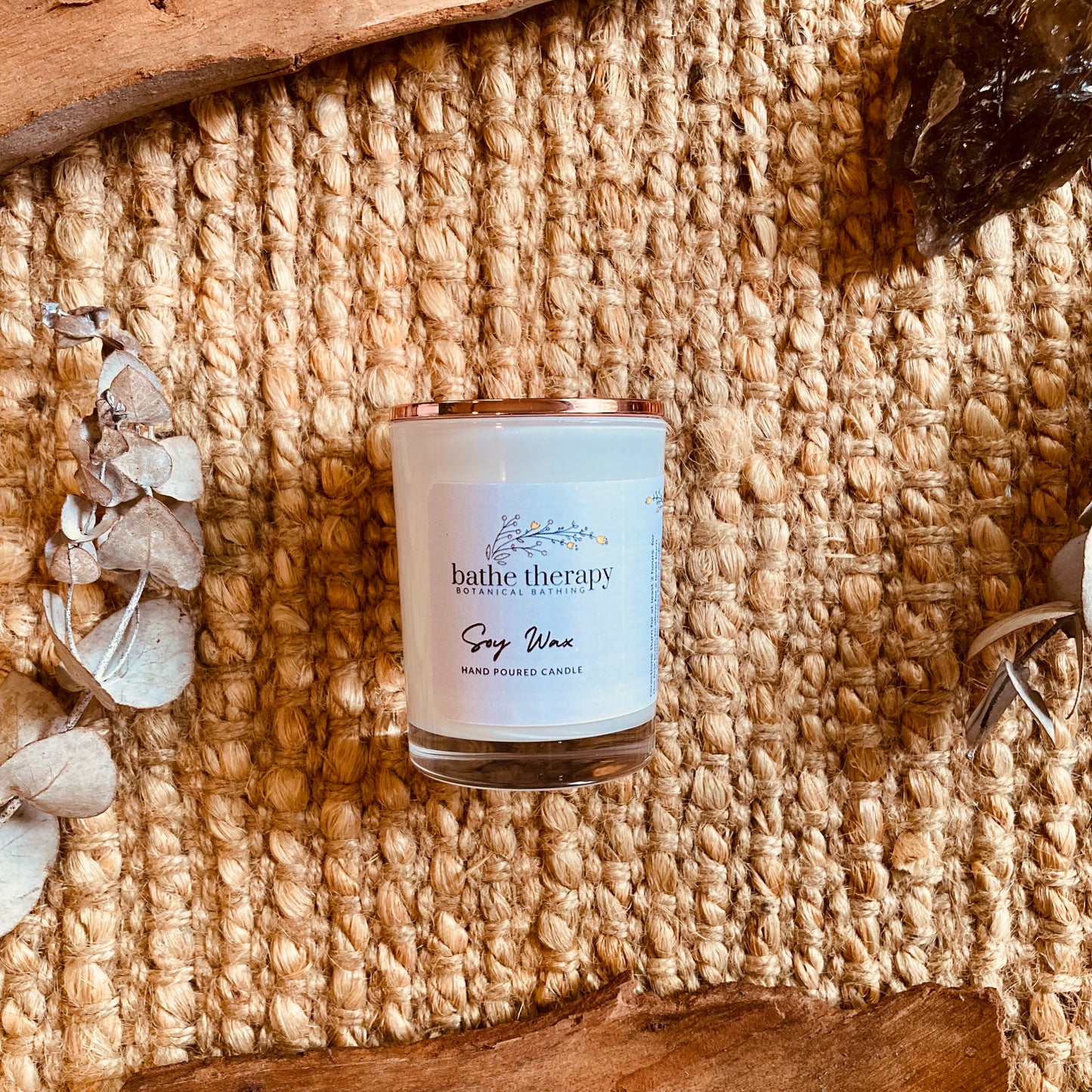 Hand poured soy candle votive with elderflowers