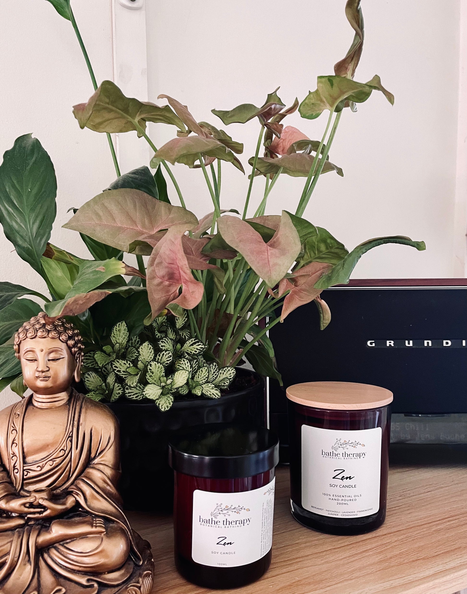 Amber glass essential oil soy candles Zen 