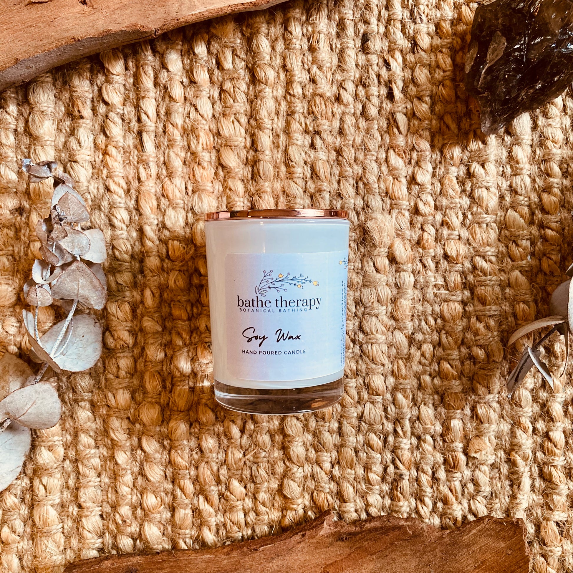 Hand poured soy candle votive with elderflowers 