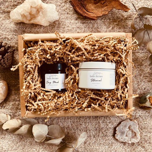 Organic clay mask and botanical face steam gift box set